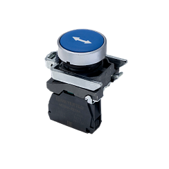 Кнопка плоская синяя, маркировка "стрелка влево-вправо", 1NO, IP65, металл