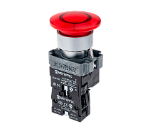 Кнопка грибовидная без фиксации, с подсветкой, 220V, 1NC, красный