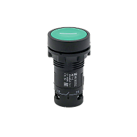 Кнопка плоская зеленая, маркировка "I", 1NO, IP54, пластик