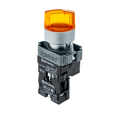 Переключатель с подсветкой, с фиксацией, 220V AC/DC, желтый, 2 положения, 1NO