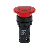Кнопка грибовидная красная с подсветкой, Ø40 мм, 1NC, 220V AC, IP54, пластик