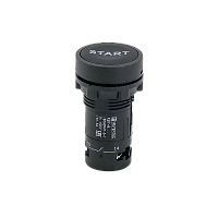Кнопка плоская черная, маркировка "START", 1NO, IP54, пластик