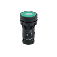 Кнопка плоская зеленая, маркировка "II", 1NO, IP54, пластик