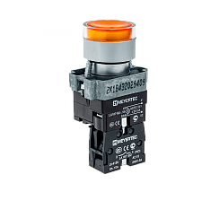 Кнопка с подсветкой желтая 220V 1NO
