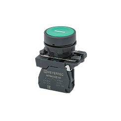 Кнопка плоская зеленая, маркировка "I", 1NO, IP65, пластик