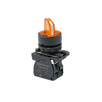 Переключатель  на 3 положения с фиксацией и подсветкой,  желтый, 1NO, 24V AC/DC, IP65, пластик