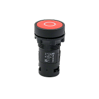 Кнопка плоская красная, маркировка "O", 1NС, IP54, пластик