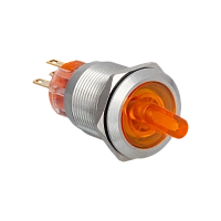 Переключатель с подсветкой, с фиксацией, 24V AC/DC, желтый, 2 положения, 1NO+1NC, IP67, нержавеющая сталь