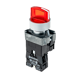 Переключатель с подсветкой, с фиксацией, 220V AC/DC, красный, 2 положения, 1NC