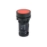 Кнопка плоская красная с фиксацией, 1NO+1NC, IP54, пластик