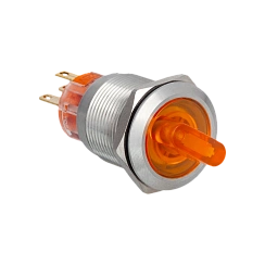 Переключатель с подсветкой, с фиксацией, 24V AC/DC, желтый, 2 положения, 1NO+1NC, IP67, нержавеющая сталь