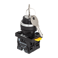 Переключатель с ключом на 3 положения с фиксацией, 1 выемка в центре, 2NO, IP54, пластик