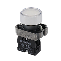 Кнопка плоская белая, 1NO, IP67, металл