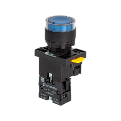 Кнопка синяя с подсветкой, 1NO, 220V AC/DC, IP54, пластик