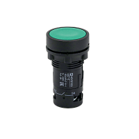 Кнопка плоская зеленая, 2NO, IP54, пластик