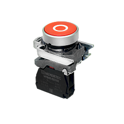 Кнопка плоская красная, маркировка "O", 1NС, IP65, металл