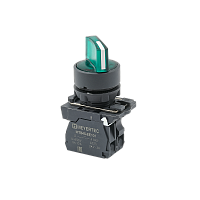 Переключатель  на 3 положения с фиксацией и подсветкой,  зеленый, 1NO, 220V AC/DC, IP65, пластик
