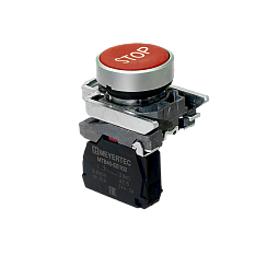 Кнопка плоская красная, маркировка "STOP", 1NС, IP65, металл