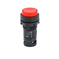 Кнопка красная выступающая с подсветкой, 1NС, 24V AC/DC, IP54, пластик