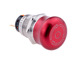 Кнопка грибовидная, возврат поворотом, 1NO+1NC, IP67