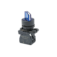 Переключатель  на 2 положения с фиксацией и подсветкой, синий, 1NO, 220V AC/DC, IP65, пластик