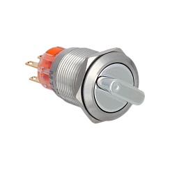 Переключатель в 3 положения с возвратом, короткая ручка, 2NO+2NC, IP67, нержавеющая сталь