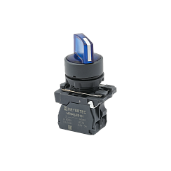 Переключатель  на 2 положения с фиксацией и подсветкой, синий, 1NO, 220V AC/DC, IP65, пластик