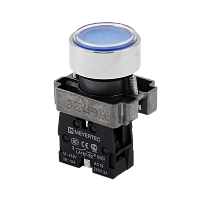 Кнопка плоская синяя, 1NO, IP67, металл