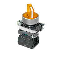 Переключатель  на 3 положения с фиксацией и подсветкой, желтый, 1NO, 220V AC/DC, IP65, металл