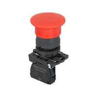 Кнопка грибовидная "тяни-толкай", красная, 40 мм, 1NC, IP65, пластик