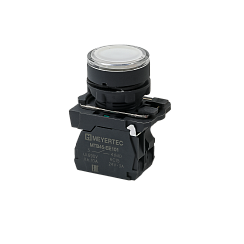 Кнопка белая с подсветкой, 1NO, 220V AC/DC, IP65, пластик