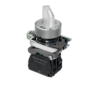 Переключатель  на 2 положения с фиксацией и подсветкой,  белый, 1NO, 24V AC/DC, IP65, металл