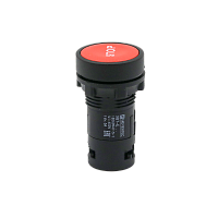 Кнопка плоская красная, маркировка "STOP", 1NC, IP54, пластик