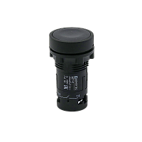 Кнопка плоская черная с фиксацией, 1NO+1NC, IP54, пластик