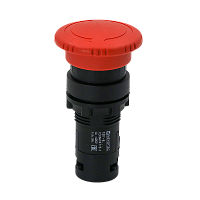 Кнопка грибовидная красная, возврат поворотом c фиксацией, Ø 40 мм,  1NC, IP54, пластик
