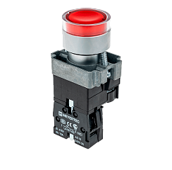 Кнопка с подсветкой красная 220V 1NC